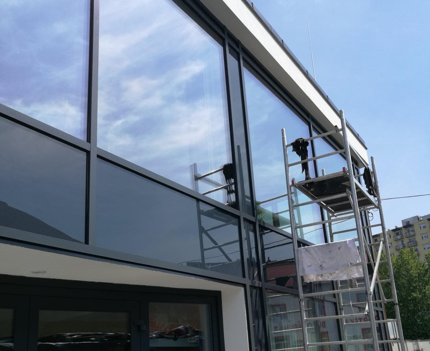 Cleaning staff maintaining a bright interior space